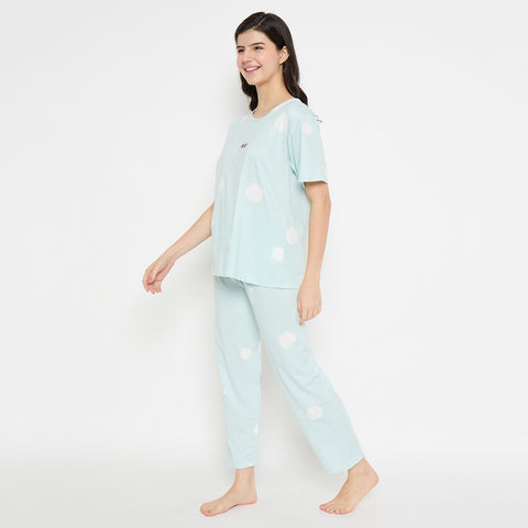 Women's Sleepwear Set, Cotton Pyjama with Short Sleeve T-Shirt,Loungewear