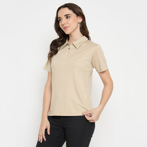Camey Ladies T-Shirts – Trendy Cotton Tees for Women | Women Classic Short Sleeve Polo T-Shirt, Collared Neck