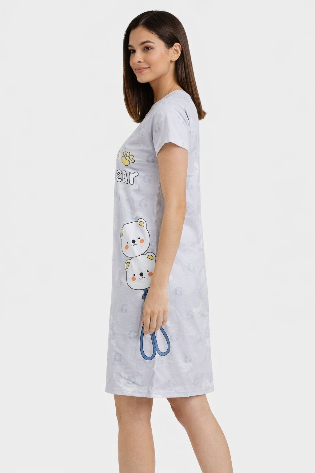 Women's short Nighty, Nightgown, Printed Pattern, Short Sleeve Sleep Dress
