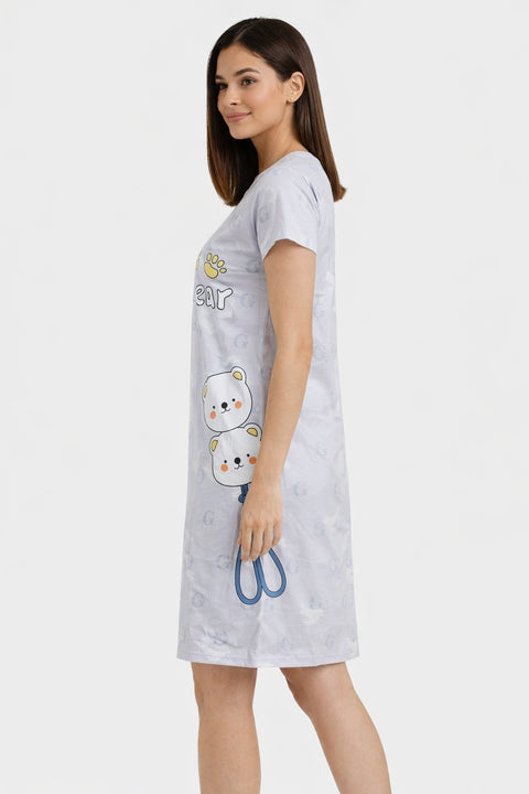 Women's short Nighty, Nightgown, Printed Pattern, Short Sleeve Sleep Dress