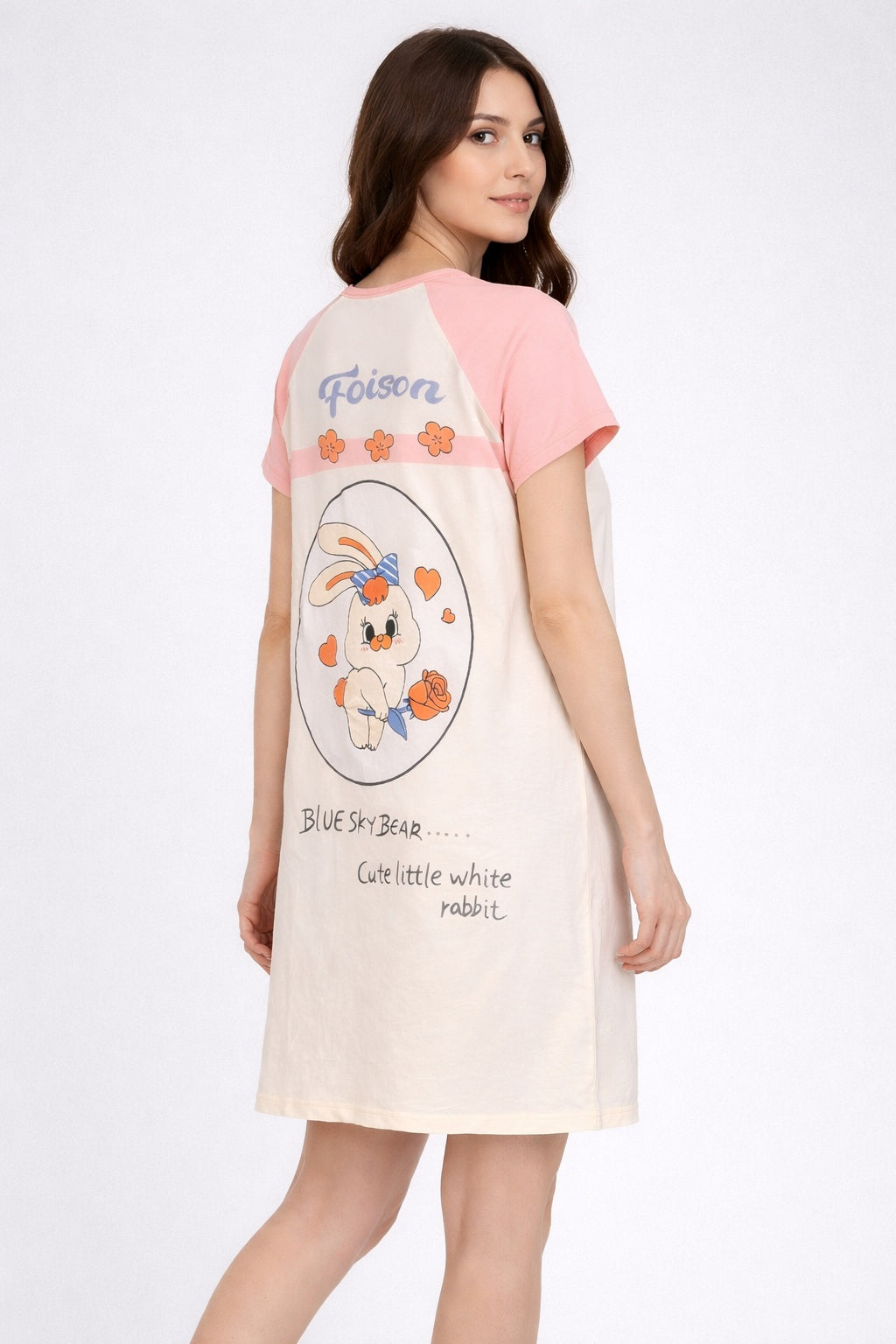 Women's short Nighty, Nightgown, Printed Pattern, Short Sleeve Sleep Dress