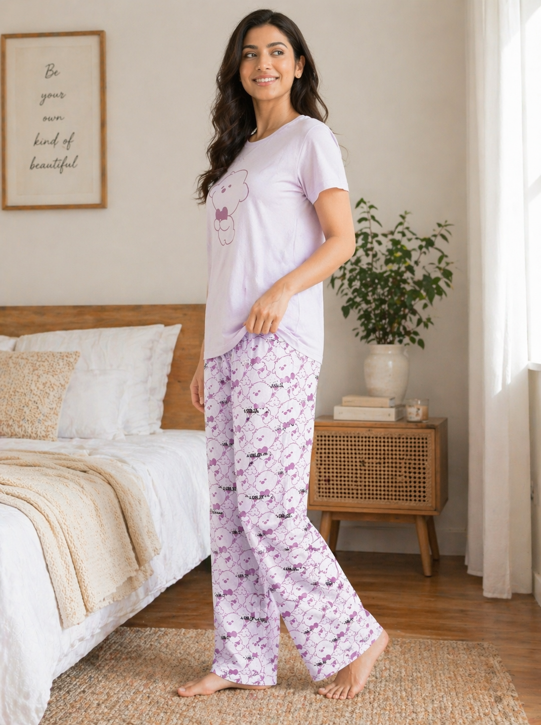 Women Soft Comfortable Night Suit Lounge Wear Pyjama Set for Daily Wear