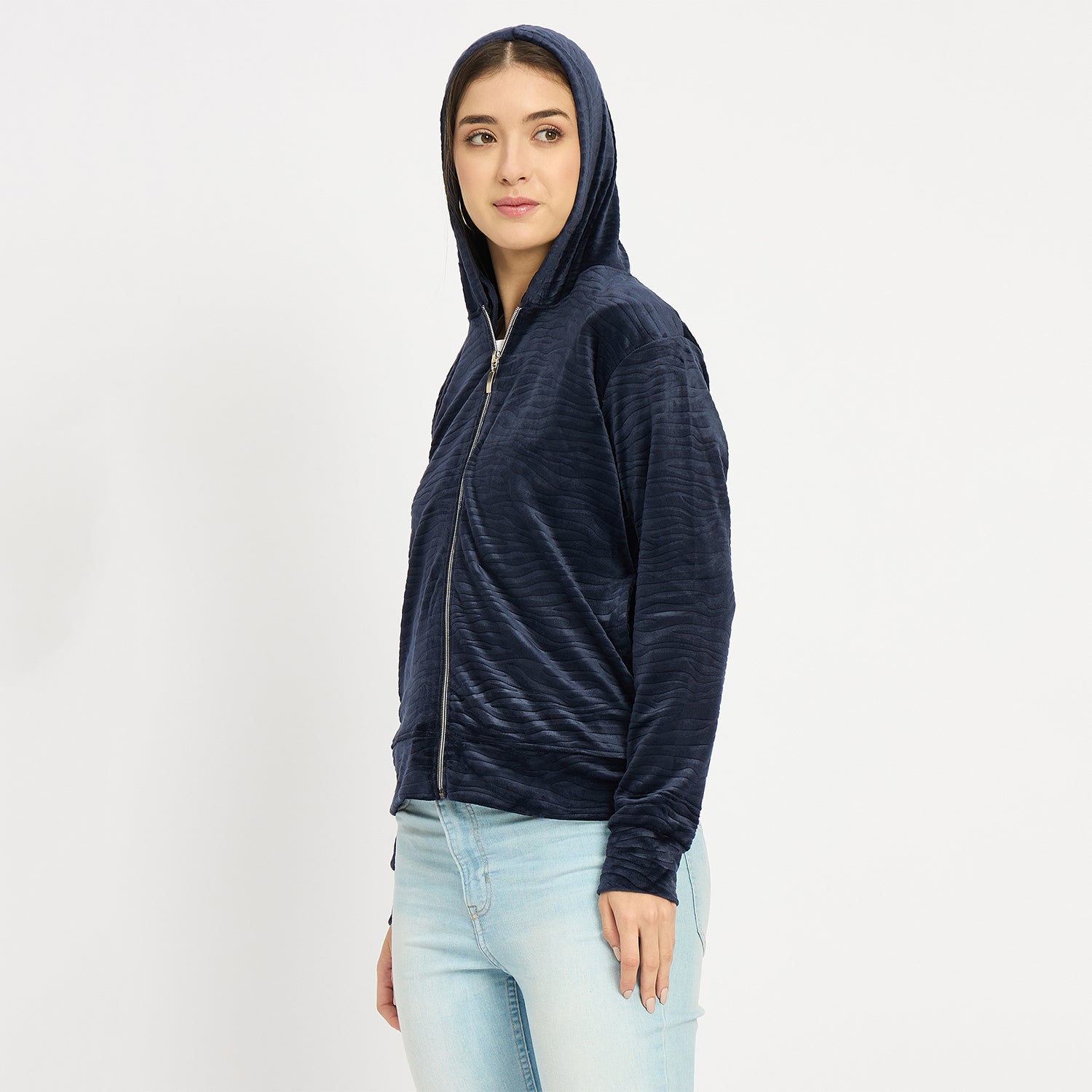 Women’s Whale Textured Zip-Up Hooded Sweatshirt