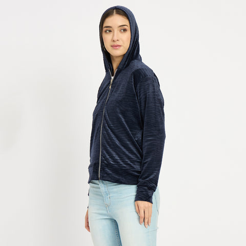 Women’s Whale Textured Zip-Up Hooded Sweatshirt