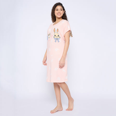 Women's short Nighty/Nightgown, Printed Pattern, Short Sleeve Sleep Dress