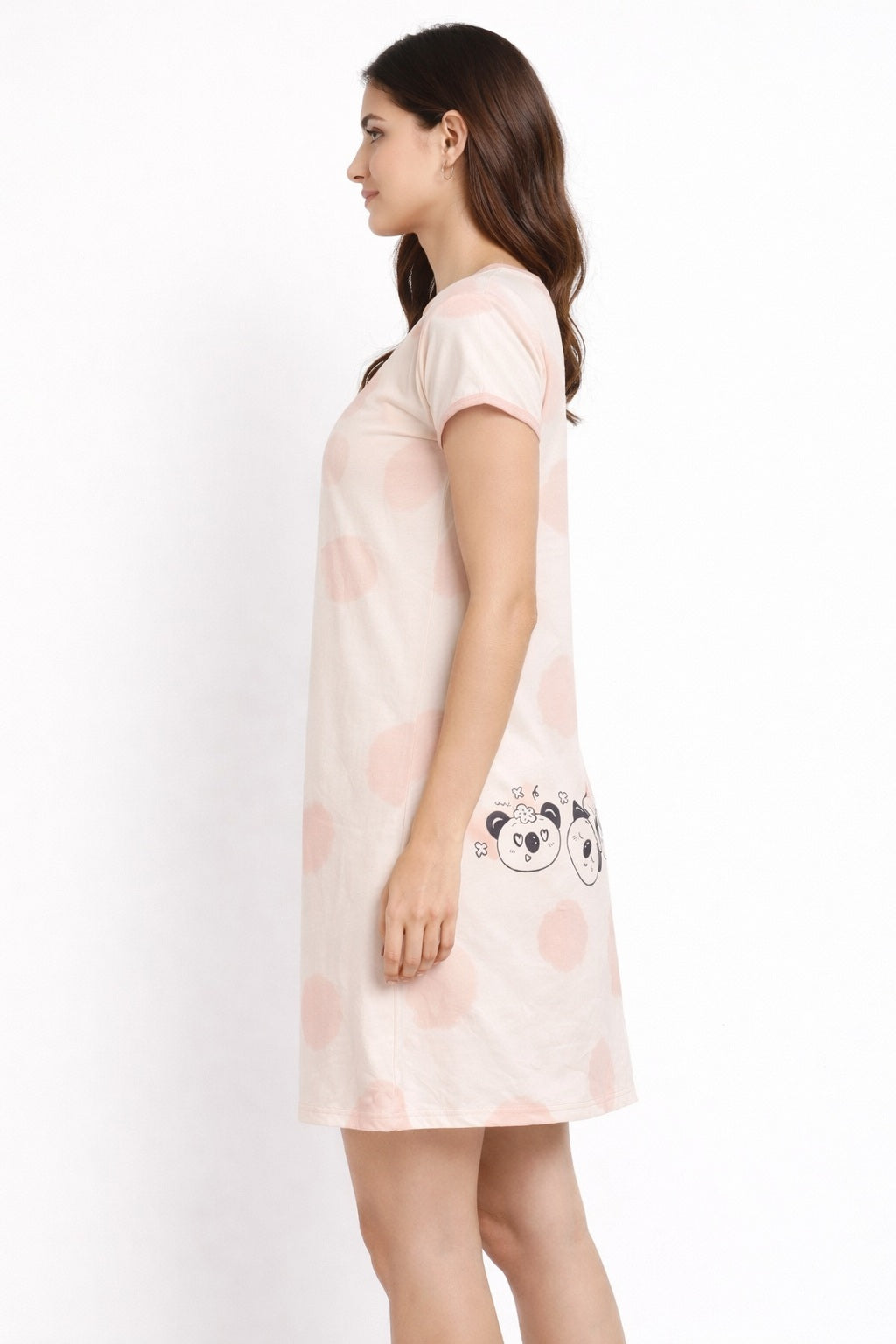 Women's short Nighty, Nightgown, Printed Pattern, Short Sleeve Sleep Dress