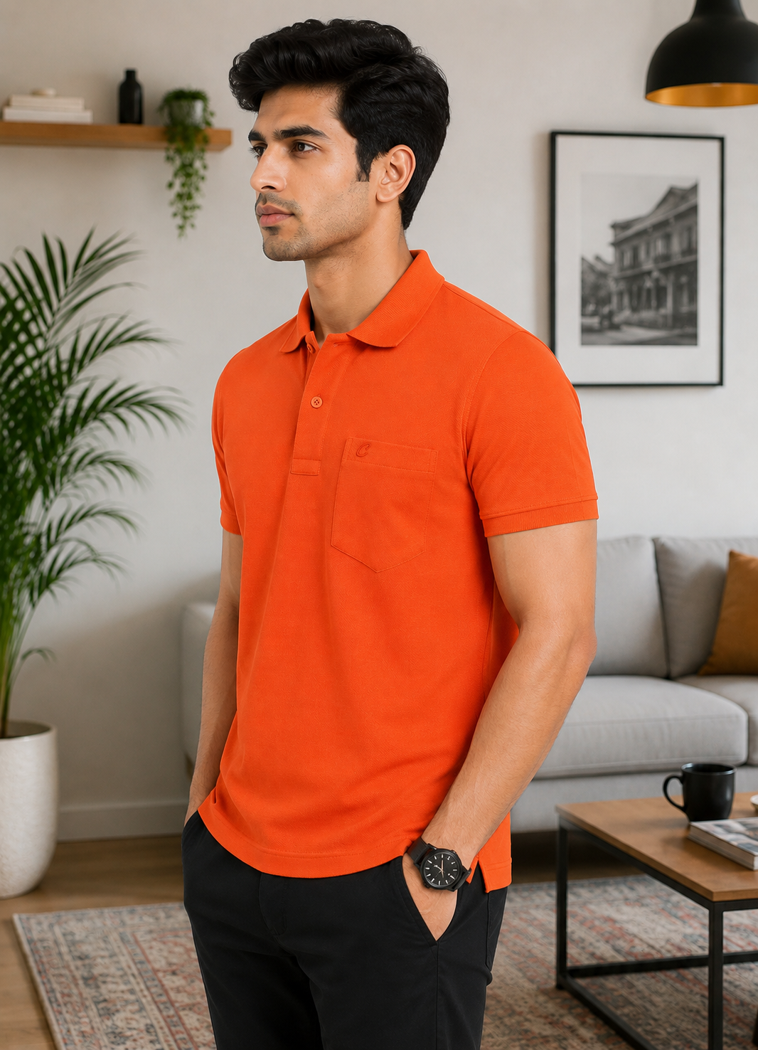 Camey Men's Half Sleeve Tees – Ideal for Everyday Use | Men's Cotton Matte Polo Collar T-Shirt