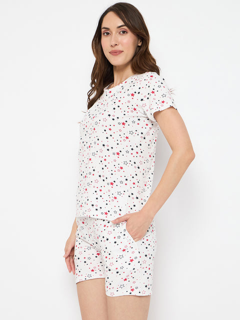 Women's Floral Print Loungewear Set, White