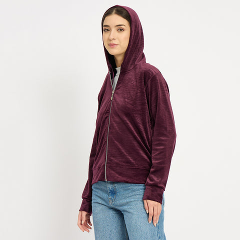 Women’s Whale Textured Zip-Up Hooded Sweatshirt