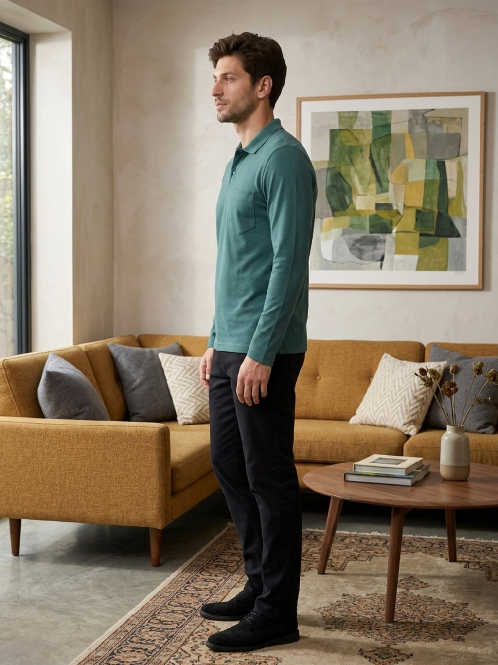 Camey Men's Solid Full Sleeve Polo T-Shirt For Men with Pocket