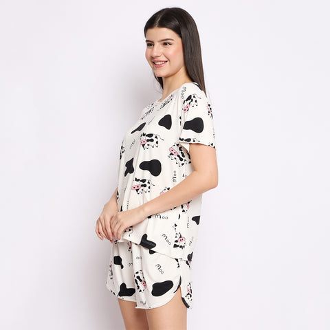 Women's Printed Loungewear Set, White