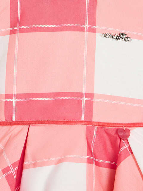 Girls Plaid Sleeveless Dress, Navy Blue ,Orange,Pink & Green Check Pattern, Flared Style