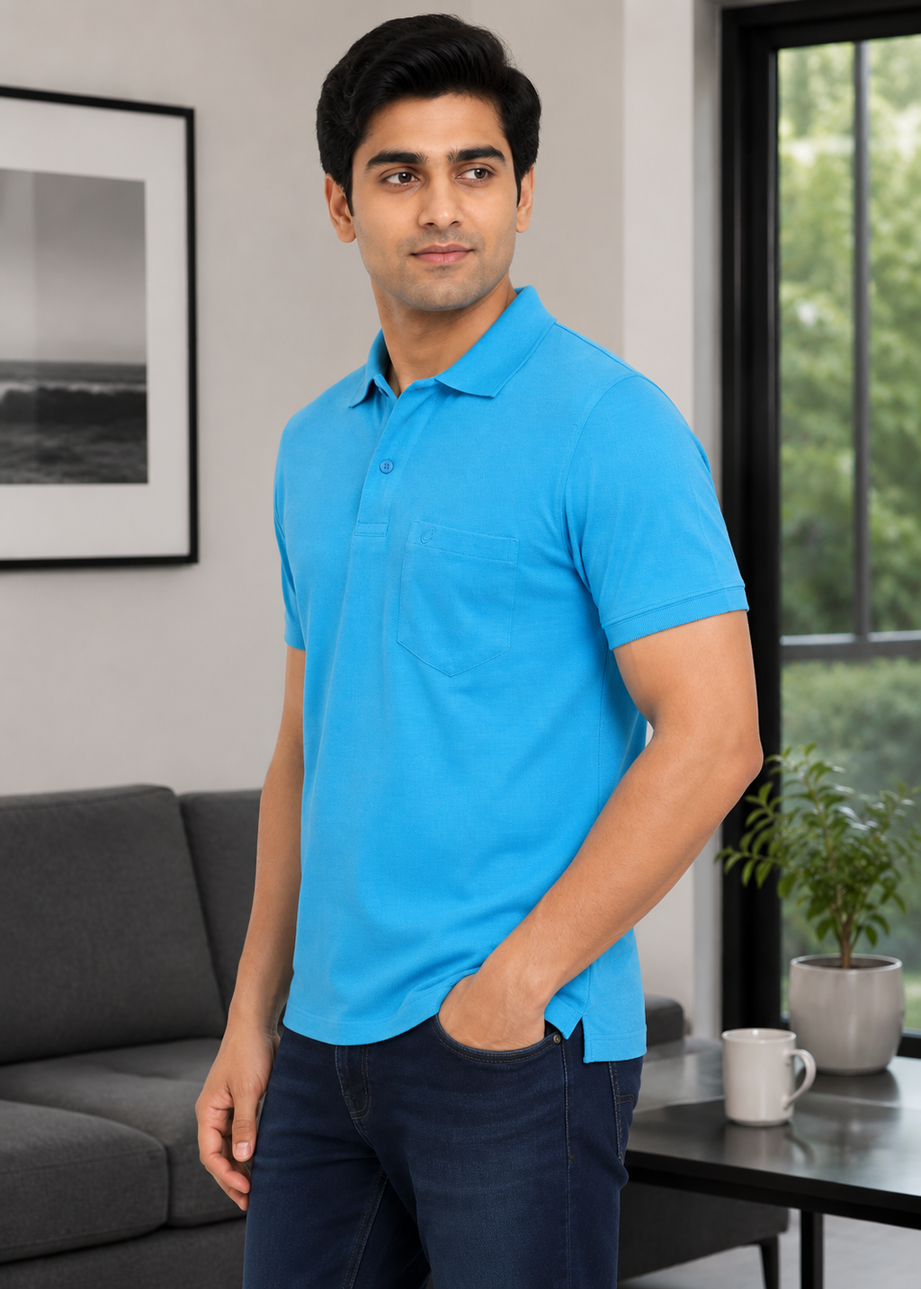 Men's Cotton Matte Polo Collar T-Shirt