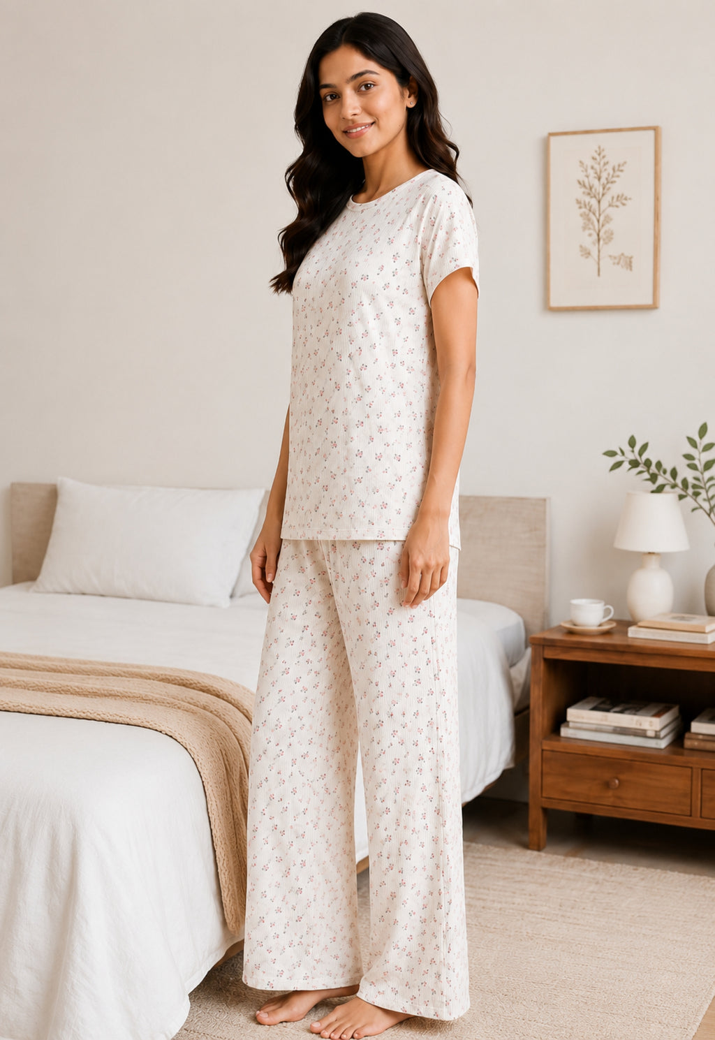 Women Night Suit Set | Soft & Breathable Sleepwear for Women | Half Sleeve Top with Full Length Pyjama