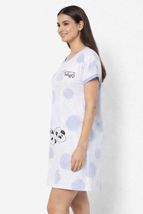 Women's short Nighty, Nightgown, Printed Pattern, Short Sleeve Sleep Dress