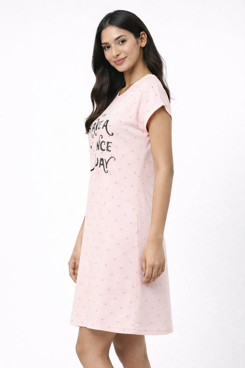 Women's short Nighty, Nightgown, Printed Pattern, Short Sleeve Sleep Dress