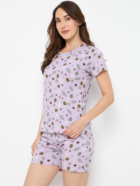 Women's Floral Print Loungewear Set, Purple
