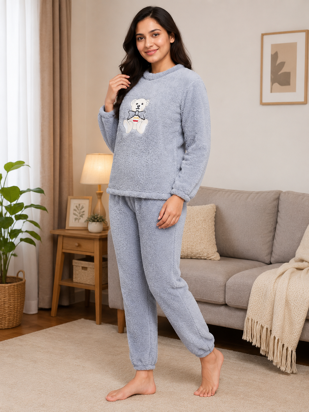 Camey Women Printed Winter Full Sleeve Top and Pajama Set