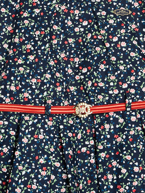 Girls' Floral Print Cotton Dress