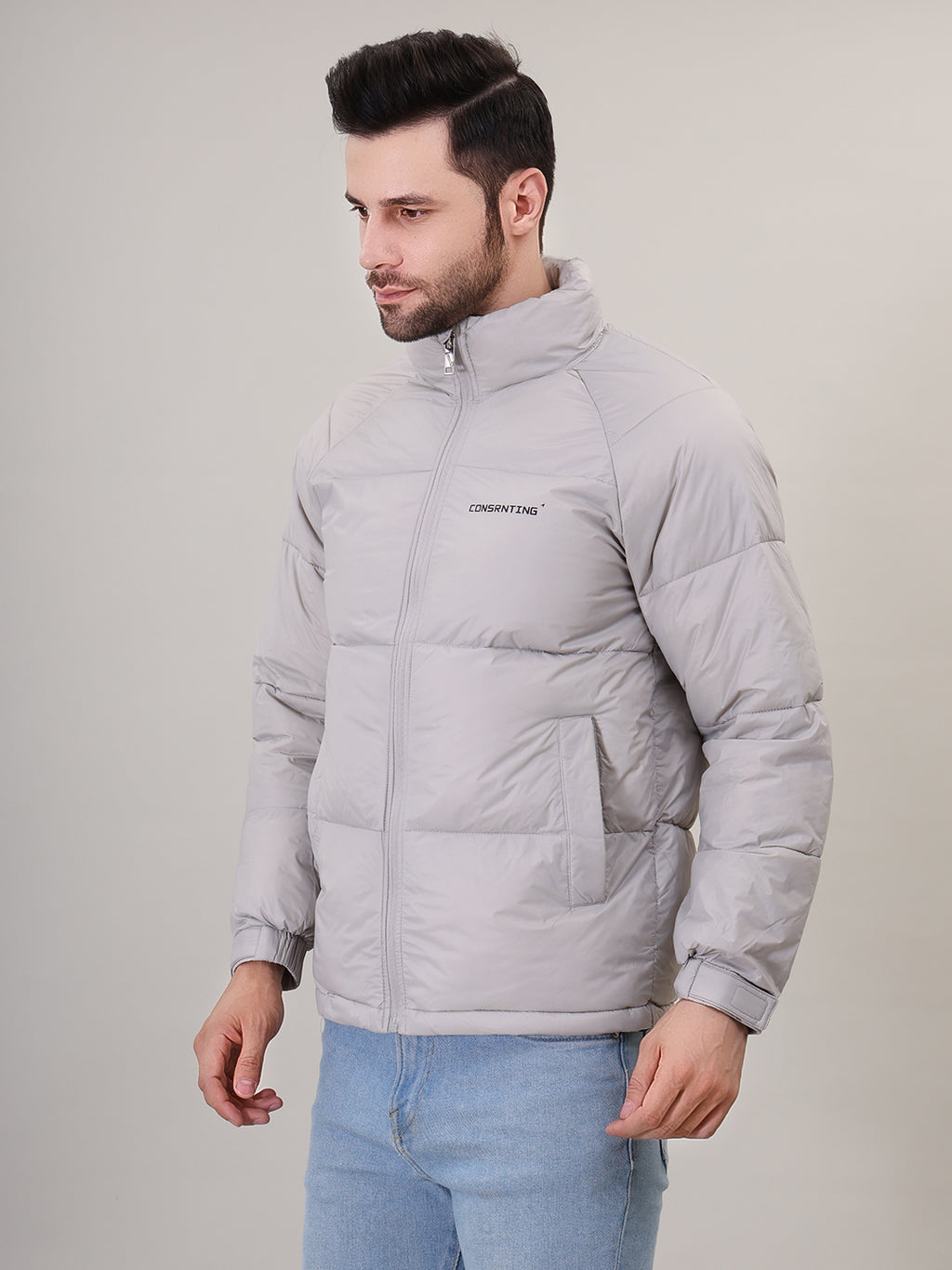 Men's Stand Collar Puffer Jacket for winter