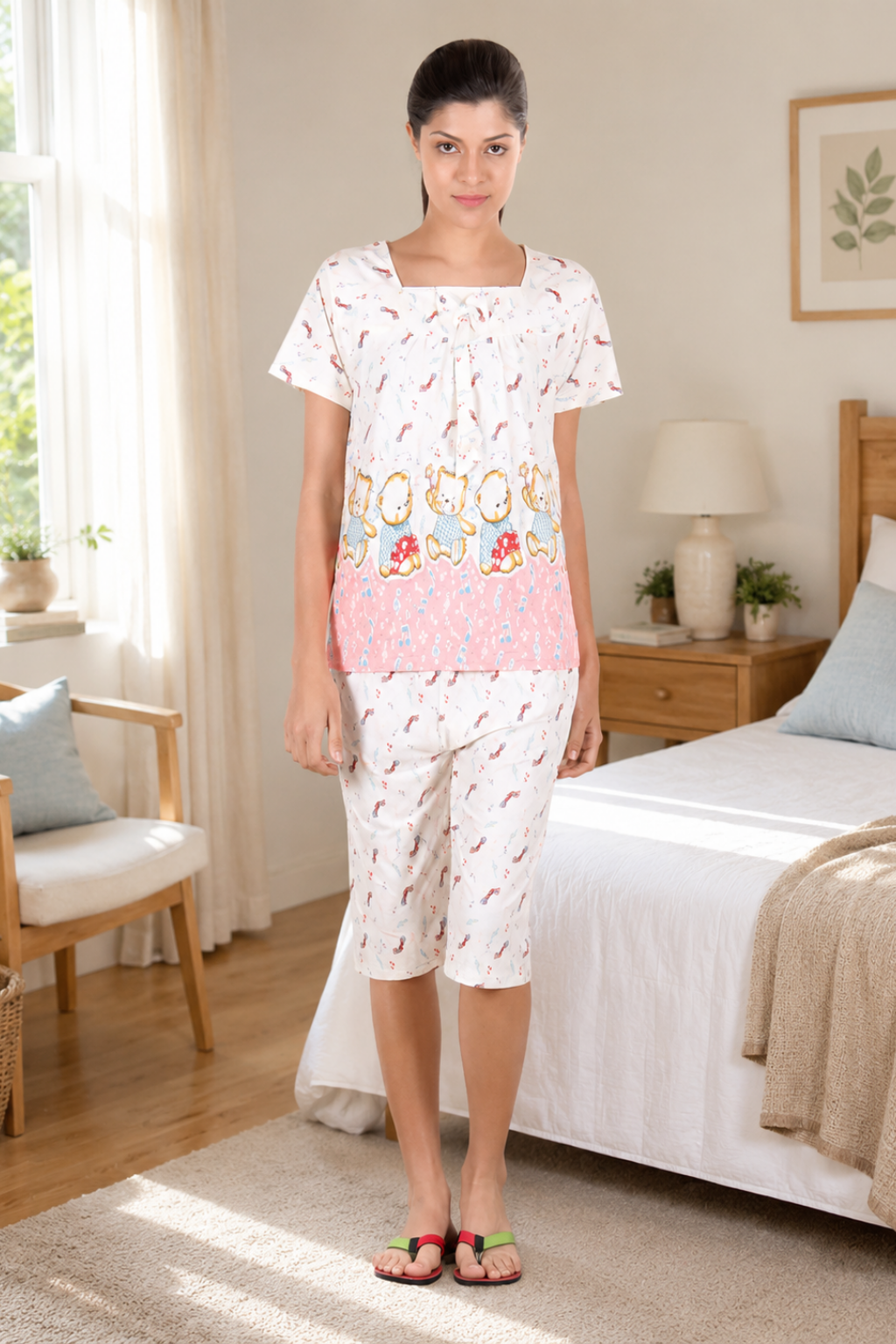 Women Printed Multicolor Top & Capri Set