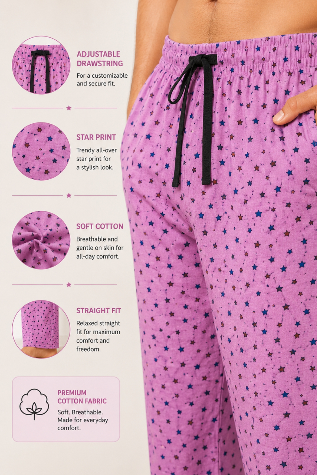 Women 100% Cotton Pyjama | Soft Breathable Lounge Pants | Comfortable Sleepwear Pajama for Women