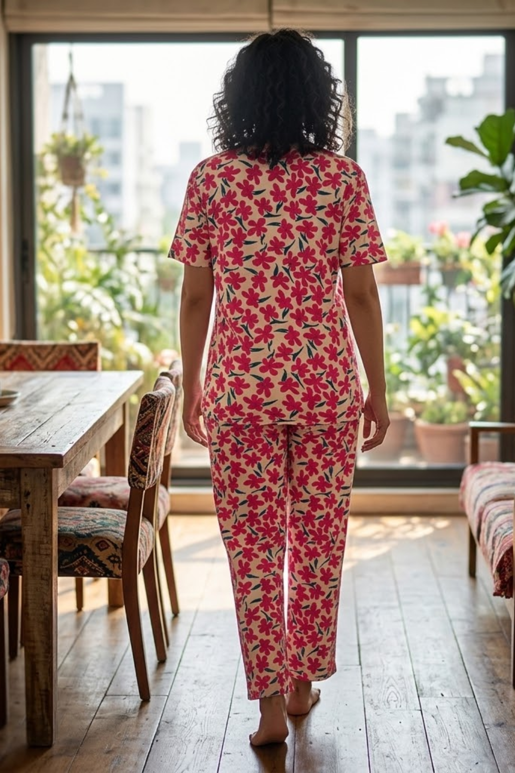 Camey Night Suit Set – Chic & Soft Fabric for Women | Women's Printed Pyjama Set, Red