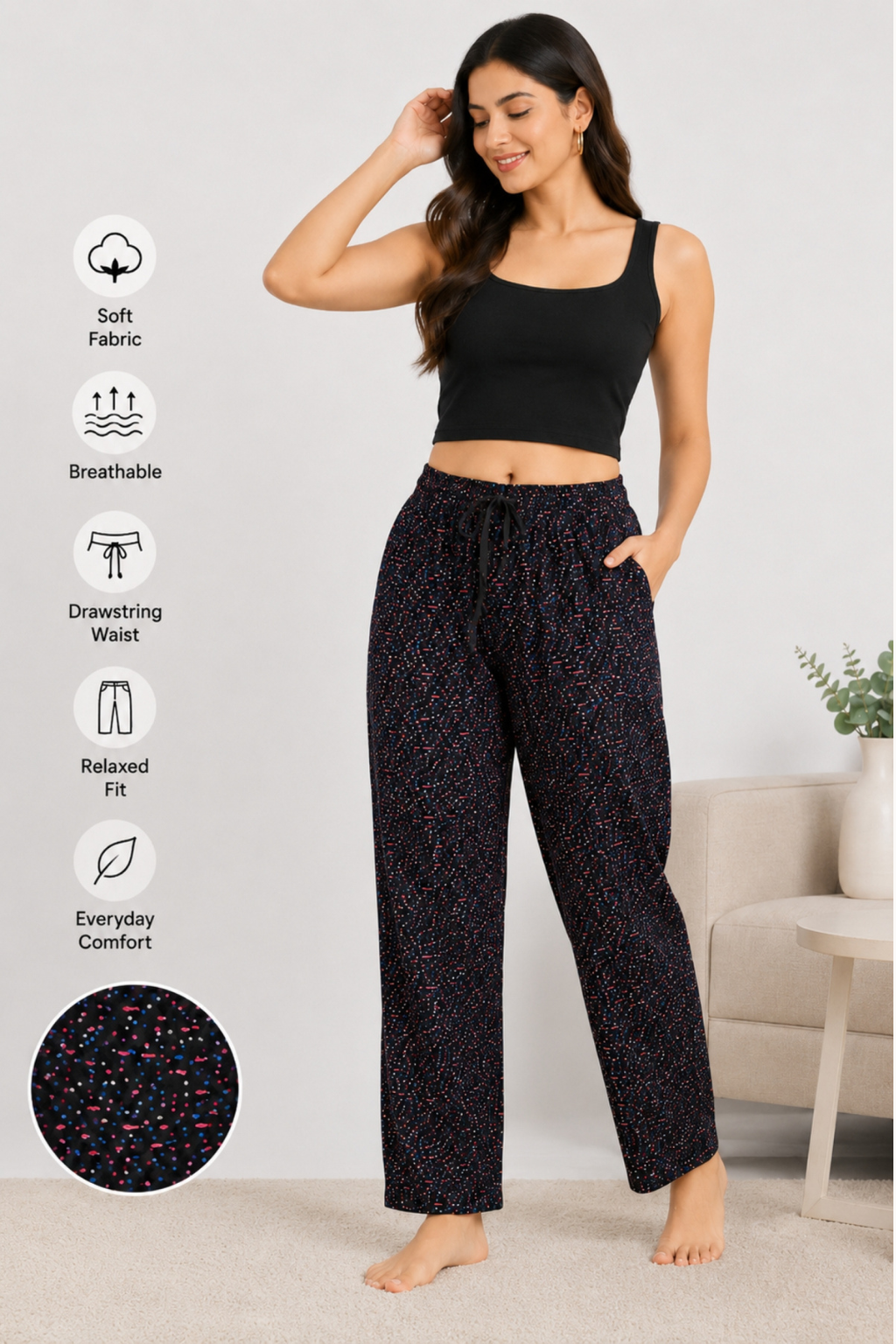 Women 100% Cotton Pyjama | Soft Breathable Lounge Pants | Comfortable Sleepwear Pajama for Women