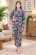 Women's Long Sleeve Round Neck woolen Grey Co-Ord Set