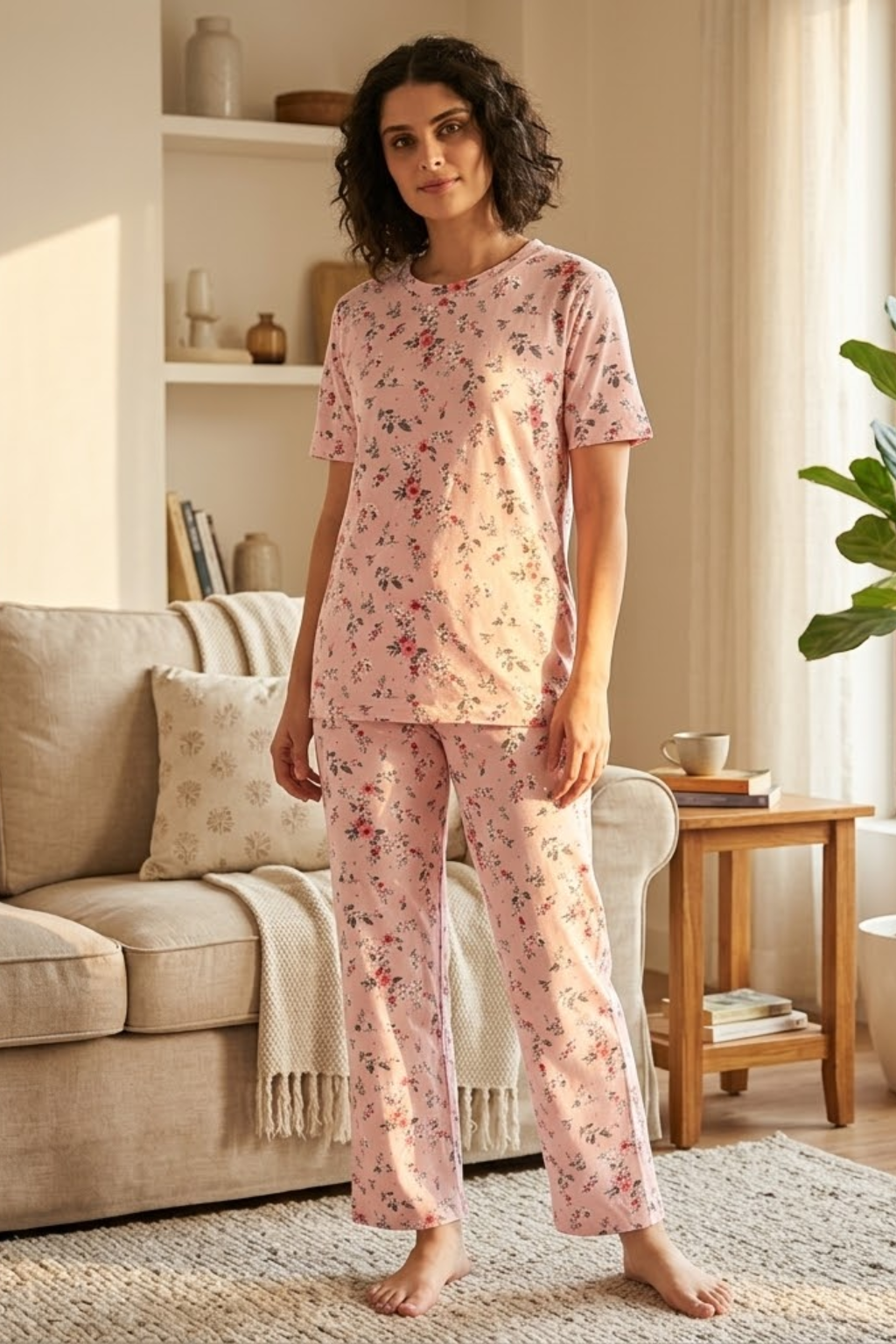 Camey Women Night Suit – Soft Floral Printed Cotton Blend Nightwear Set