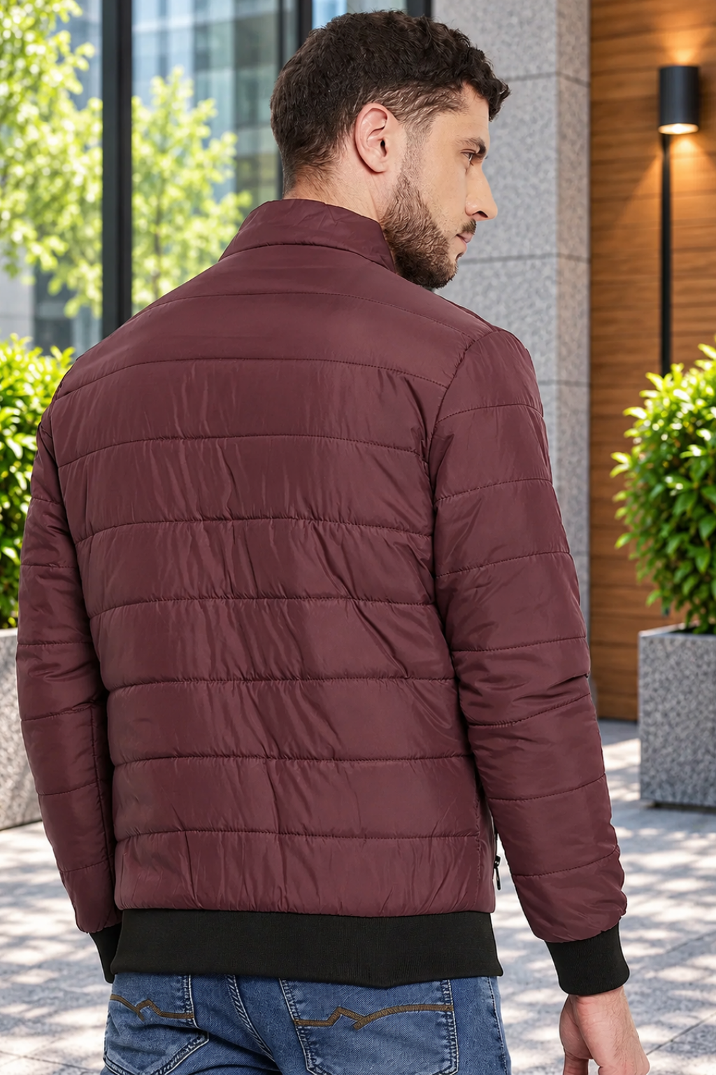 Men's Regular Fit Bomber Jacket For Winter Wear