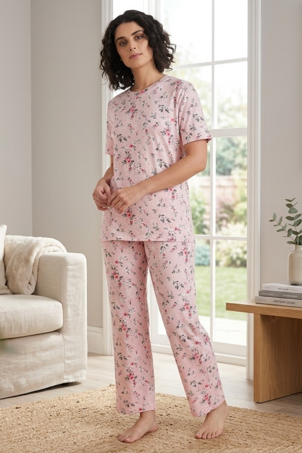 Camey Women Night Suit – Soft Floral Printed Cotton Blend Nightwear Set