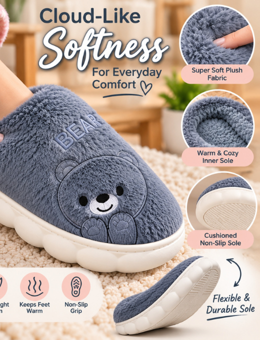 Camey Women’s Plush Indoor Slippers with Cute Prints | Soft Winter Slippers