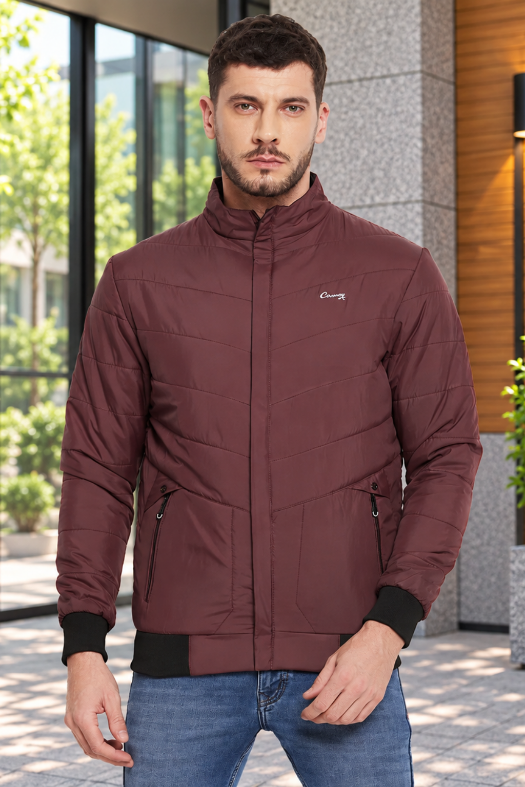 Men's Regular Fit Bomber Jacket For Winter Wear