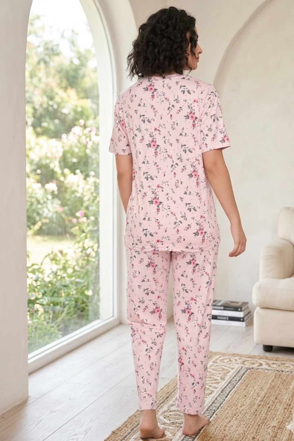 Camey Women Night Suit – Soft Floral Printed Cotton Blend Nightwear Set
