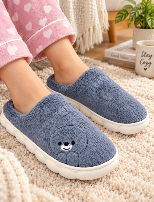 Camey Women’s Plush Indoor Slippers with Cute Prints | Soft Winter Slippers