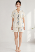 Women Short Set with Padded Shirt | Front Open Korean Night Suit for Women | Half Sleeve Short Set