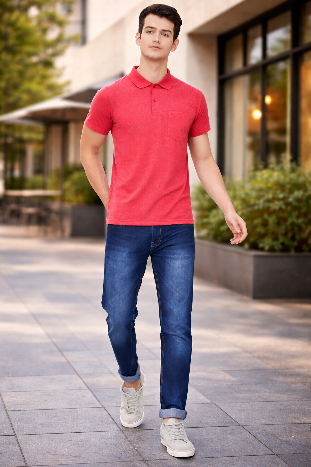 Camey Men's Tee Collection – Stylish & Functional Wear | Men's D.Pink Half Sleeves Cotton Polo T-Shirt