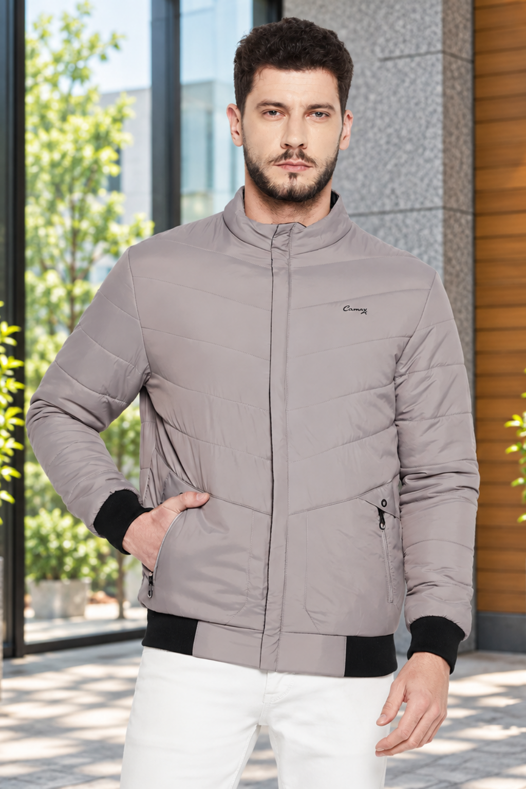 Men's Regular Fit Bomber Jacket For Winter Wear