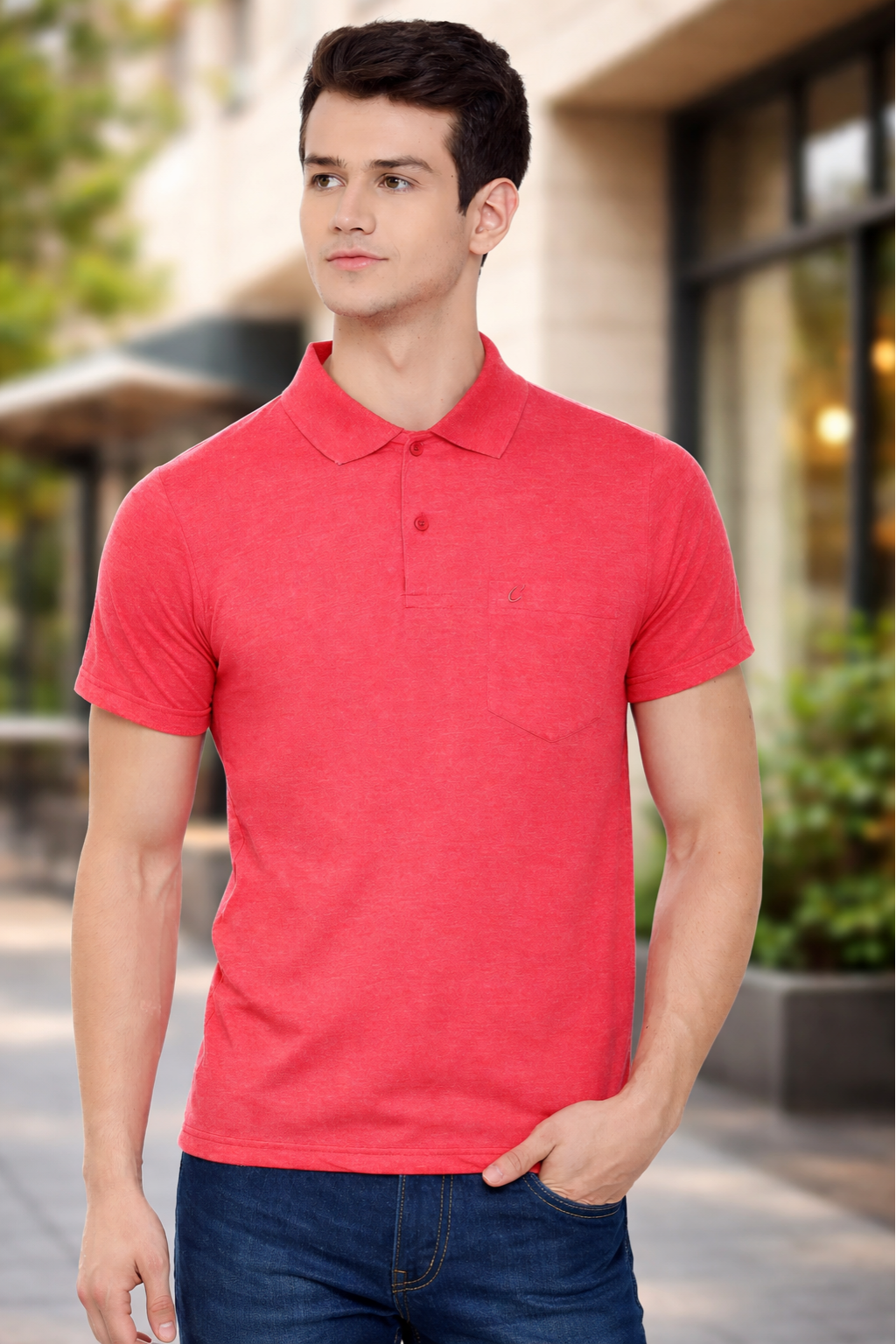 Camey Men's Tee Collection – Stylish & Functional Wear | Men's D.Pink Half Sleeves Cotton Polo T-Shirt