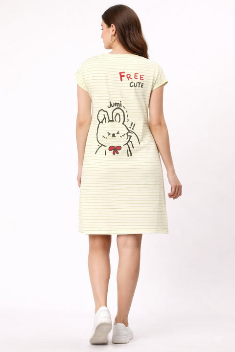 Women's short Nighty, Nightgown, Printed Pattern, Short Sleeve Sleep Dress