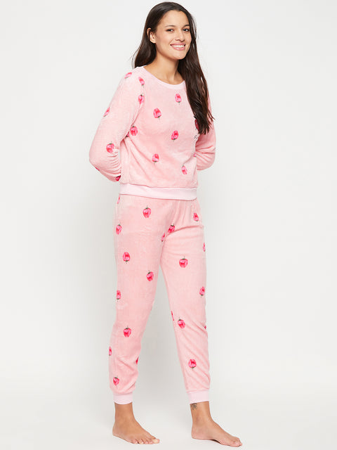 Women Printed Winter Full Sleeve Top and Pajama Pants