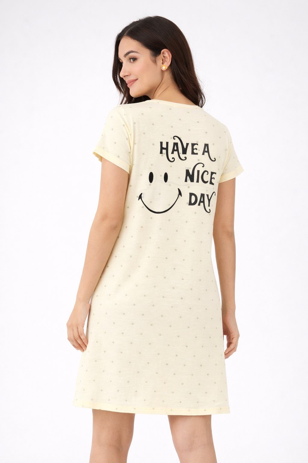 Women's short Nighty, Nightgown, Printed Pattern, Short Sleeve Sleep Dress