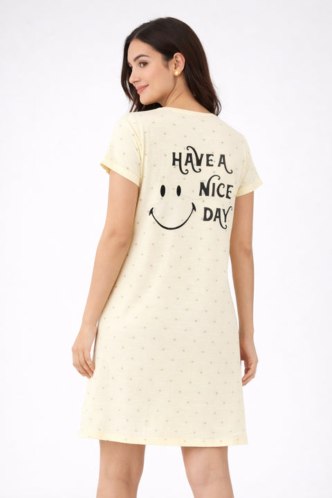 Women's short Nighty, Nightgown, Printed Pattern, Short Sleeve Sleep Dress