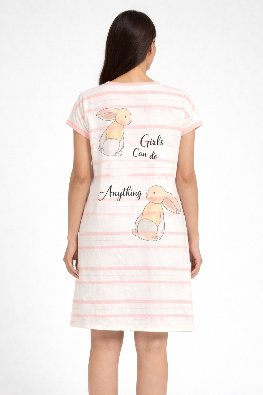Women's short Nighty, Nightgown, Printed Pattern, Short Sleeve Sleep Dress