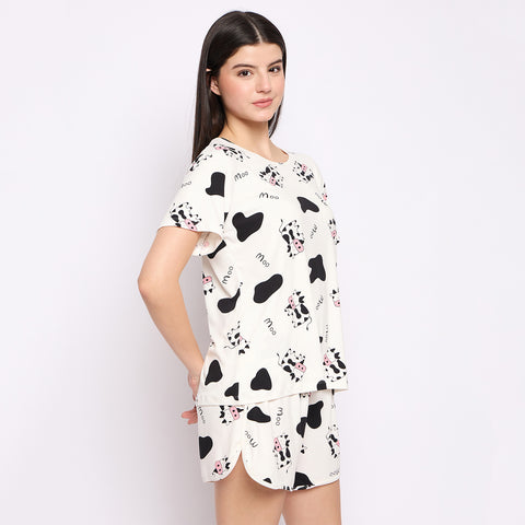 Women's Printed Loungewear Set, White