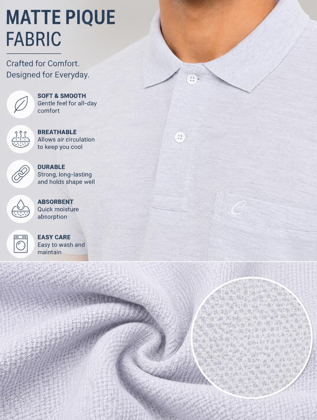Men's Cotton Matte Polo Collar T-Shirt