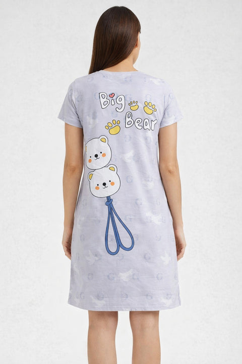 Women's short Nighty, Nightgown, Printed Pattern, Short Sleeve Sleep Dress