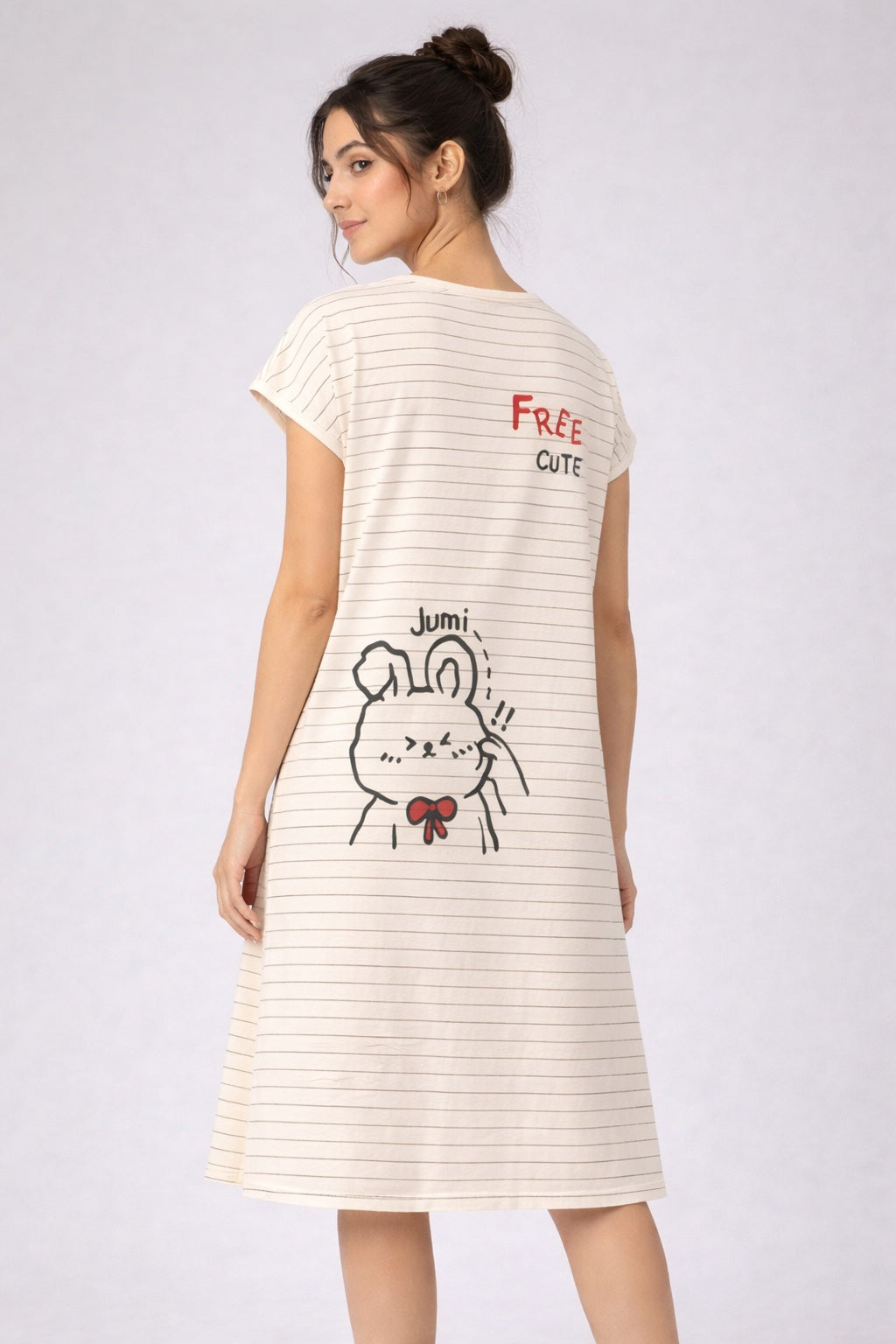 Women's short Nighty, Nightgown, Printed Pattern, Short Sleeve Sleep Dress