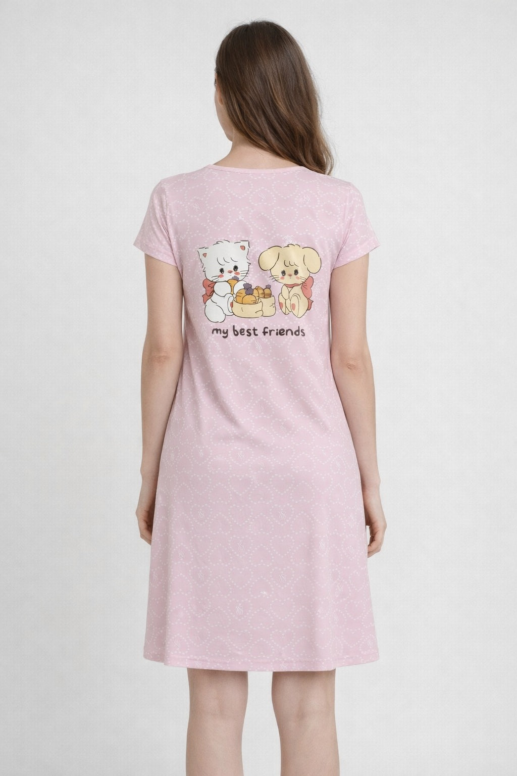 Women's short Nighty, Nightgown, Printed Pattern, Short Sleeve Sleep Dress